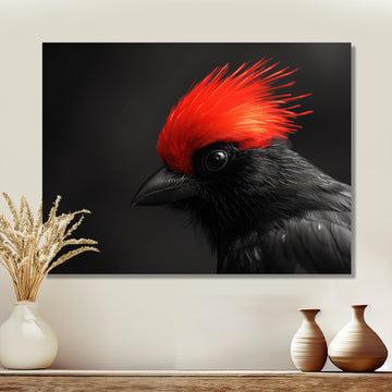 Red Grey Whispers Bird of Paradise - Bird Canvas Wall Art